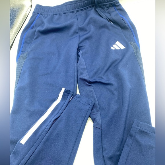 Adidas Women's 3-Stripe Aeroready Slim Fit Active Jogger Pants Small Blue Mesh - Picture 1 of 6